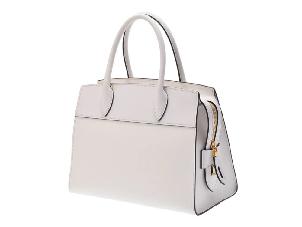 Prada white handbag card leather strap Saffiano